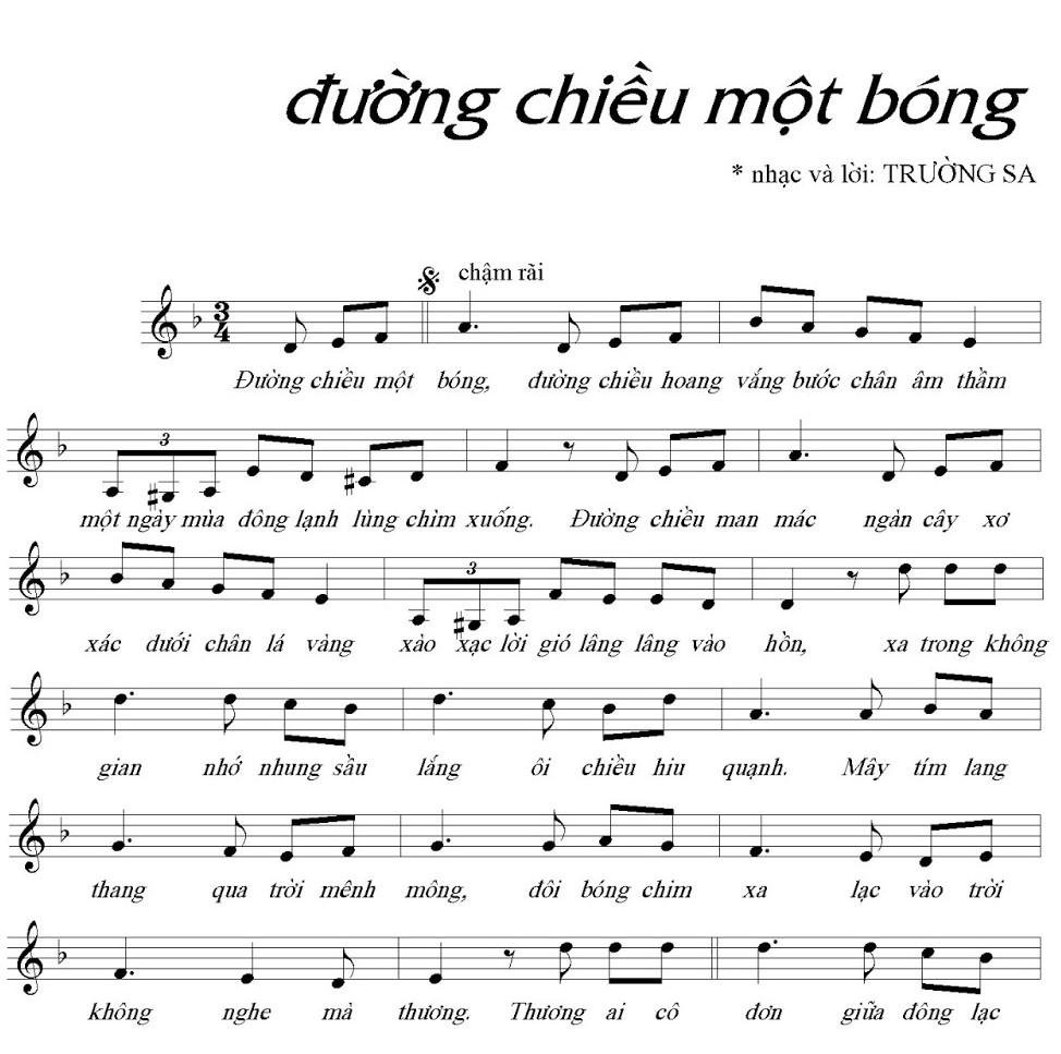 Sheet nhạc Đường Chiều Một Bóng